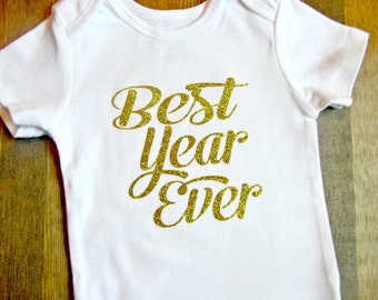Gold First Birthday - Girl's First Birthday Shirt - Gold Birthday - Girls 1st Birthday Outfit - First Birthday Girl Glitter First Birthday