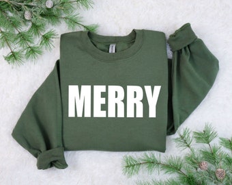 Merry Christmas Sweatshirt - Holiday Sweatshirt - Women's Christmas Shirt - Farm Fresh Christmas Trees - Christmas Sweater - Merry Shirt