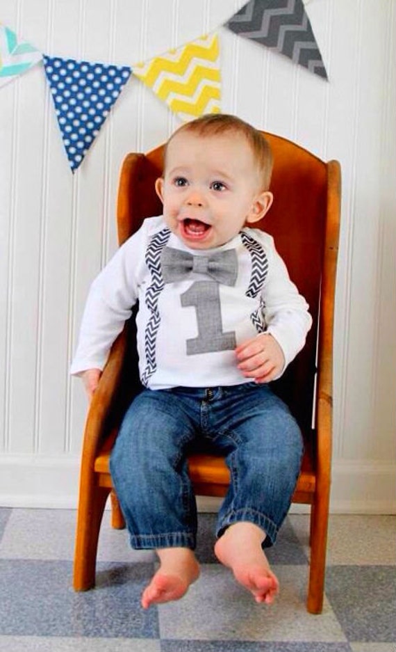 Boys First Birthday Outfit 1st Birthday Boy Outfit First Birthday Boy Grey Bow Tie Suspenders 1st Birthday Boy Shirts Cake Smash