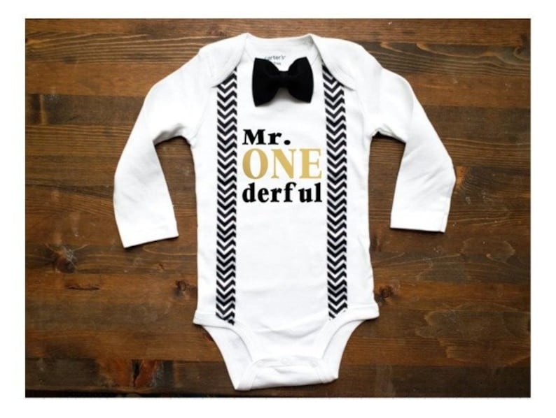 Boys First Birthday Outfit - Mr. one derful long sleeve bodysuit