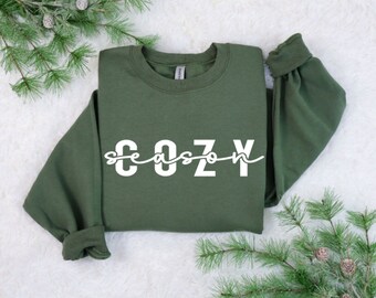Cozy Season Sweatshirt Shirt - Christmas Sweatshirt - Holiday Sweatshirt - Womens Christmas Shirt - Wavy Retro Christmas Shirt
