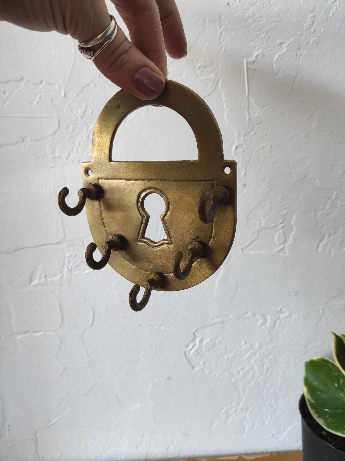 Brass Padlock Key Ring Holder Etsy