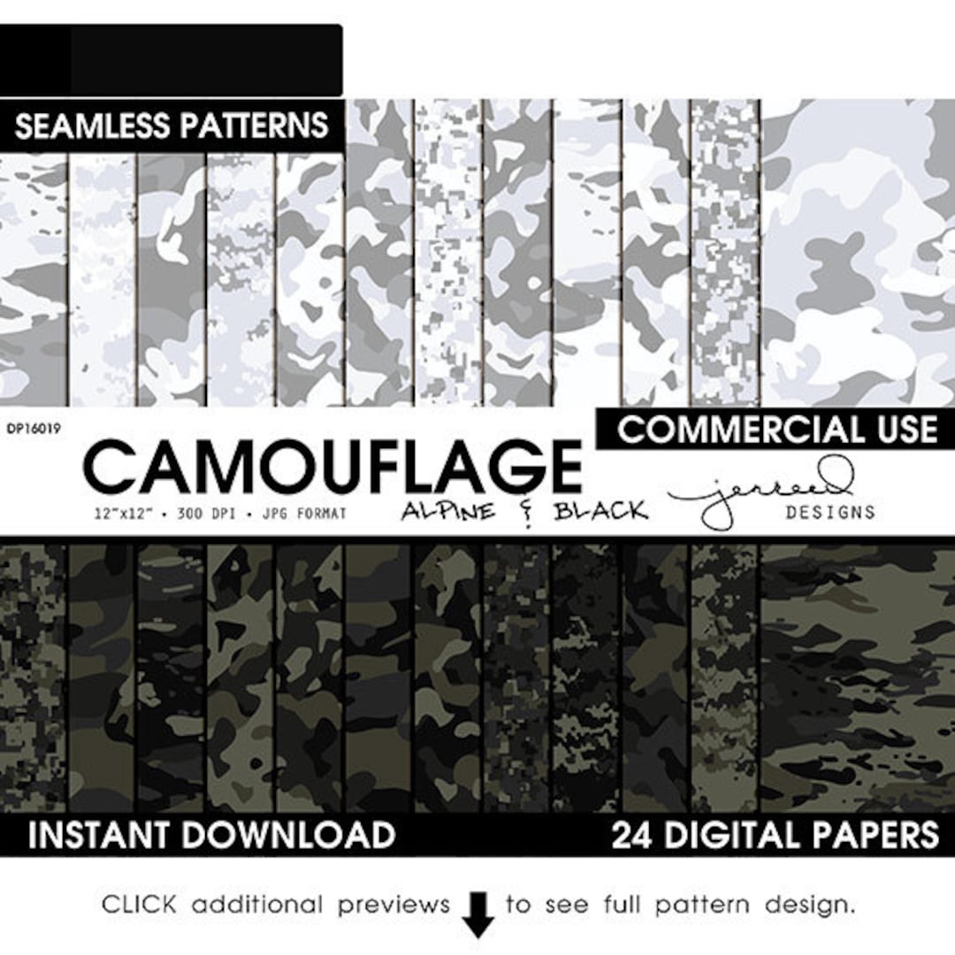 Black Camo || White Camo || Artic Camo || Black and White Camo || Dark