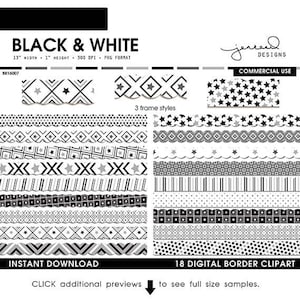 Black and White Page Borders || Black & White Clipart Border || Black and White Border Clip Art || Page Boarders || Commercial Use | BR16007