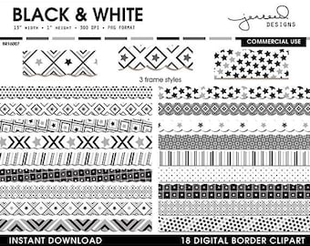 Black and White Page Borders || Black & White Clipart Border || Black and White Border Clip Art || Page Boarders || Commercial Use | BR16007