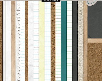 May include: A digital paper pack featuring 16 different textures, including lined paper, graph paper, cork, wood, and chalkboard. The paper pack is titled "The Messenger" and is designed by JenReed Designs.