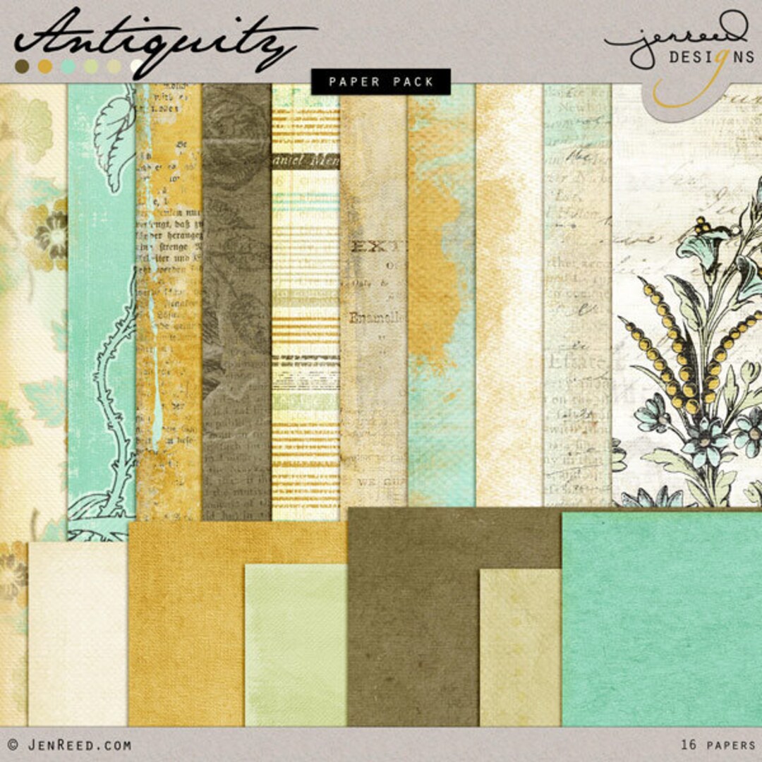 Antiquity Vintage DIGITAL Scrapbook Papers Heritage Backgrounds INSTANT