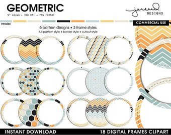 Border Clip Art || Clipart Frames || Scrapbook Frames|| Printable Frames || Blue, Yellow, Orange, Pink, Black || Commercial Use || FR16003