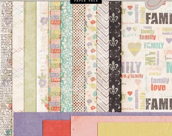 Family Heritage DIGITAL Scrapbook Papers - Vintage Style Papers - INSTANT DOWNLOAD