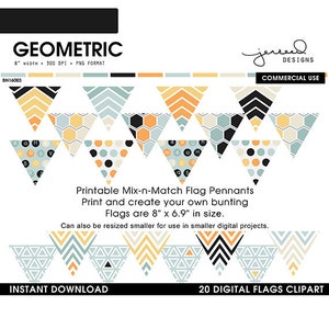 Triangle Banner || DIY Banners || Triangle Flags || Geometric Flags Clipart || Yellow, Orange, Blue, Black || Commercial Use || BNB16003