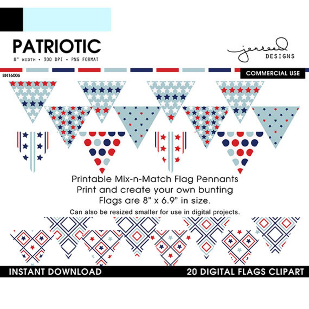 Patriotic Pennant Flags || Patriotic Triangle Banner || 4th of July ...