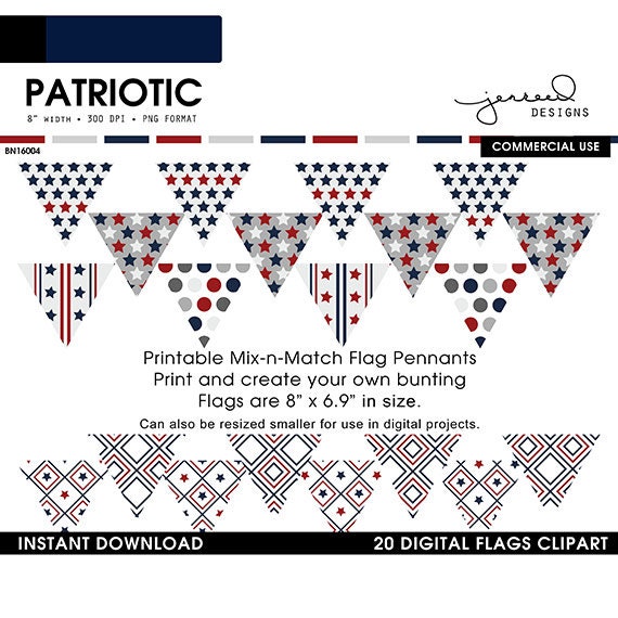 Patriotic Banner Flags Diy 4th Of July Border Patriotic Etsy