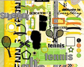 TENNIS Scrapbook Kit - Tennis Paper - Tennis Theme - Tennis Backgrounds INSTANT DOWNLOAD