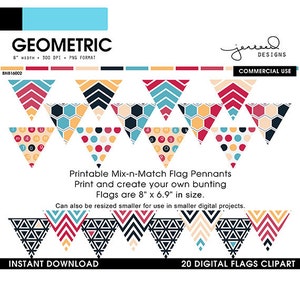 Banner Flags || Triangle Banners || Triangle Banner Flags || Geometric Banner || Navy, Red, Yellow, Beige || Commercial Use || BNB16002