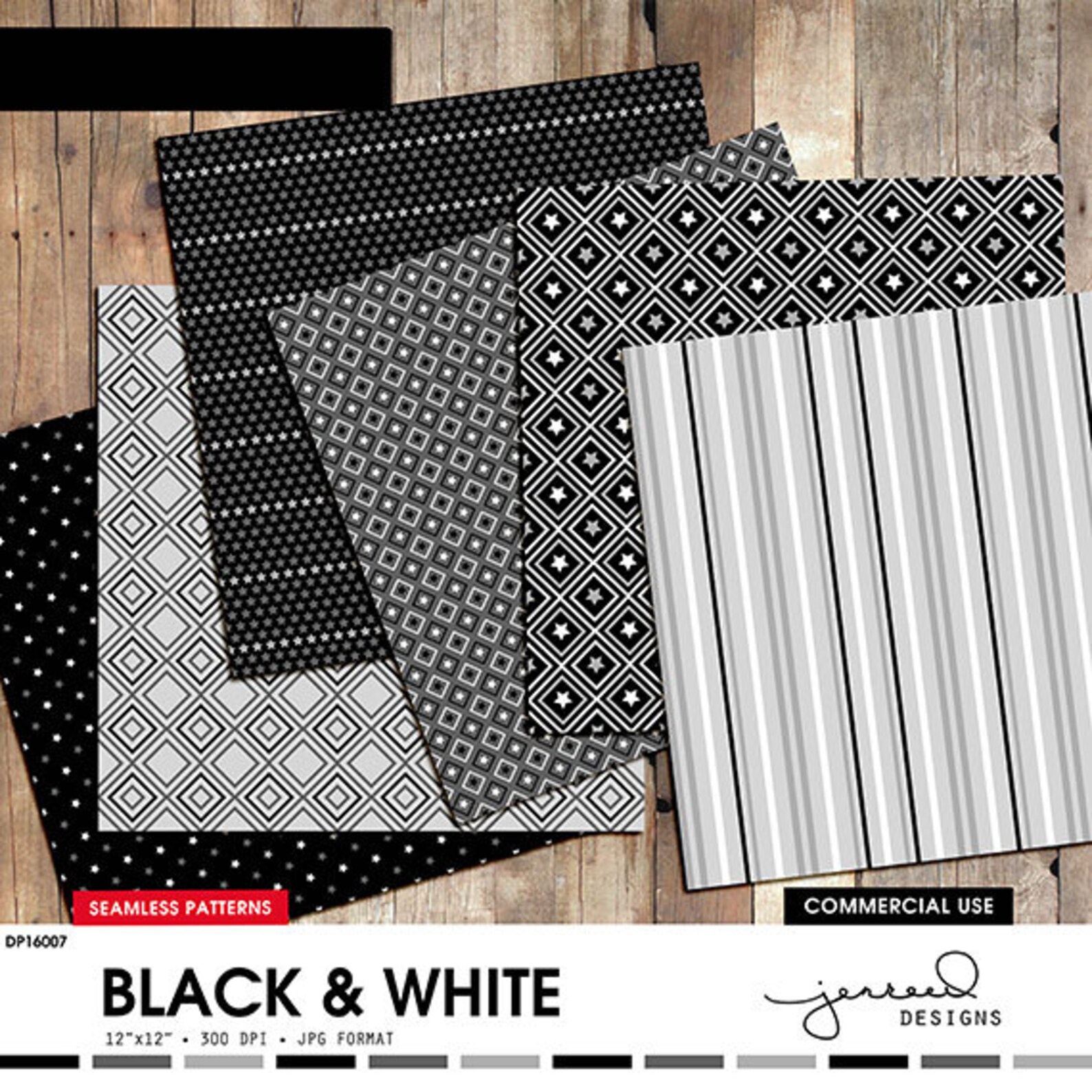 Black and White Scrapbook Paper Black and White Digital Etsy