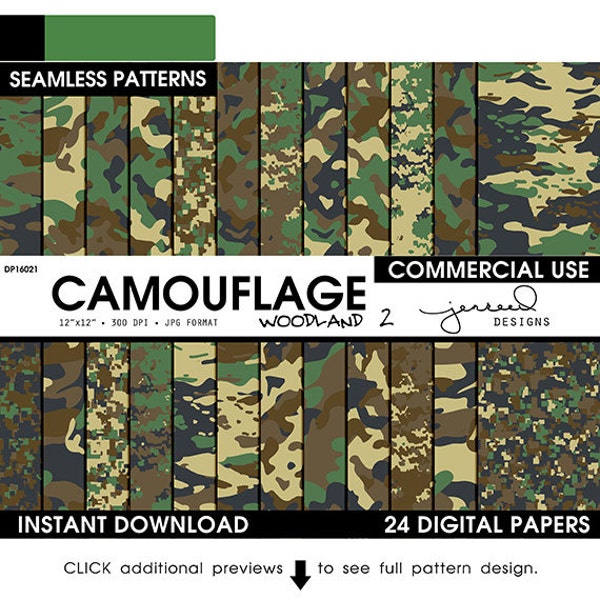 Army Camo Pattern, Woodland Camo, Military Camouflage, Camoflague, Seamless Paper, 12x12