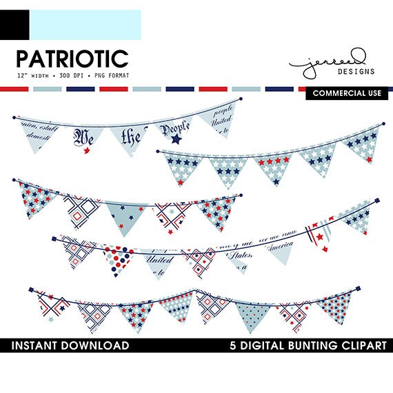 Patriotic Bunting Banner 4th Of July Banner Clipart Etsy