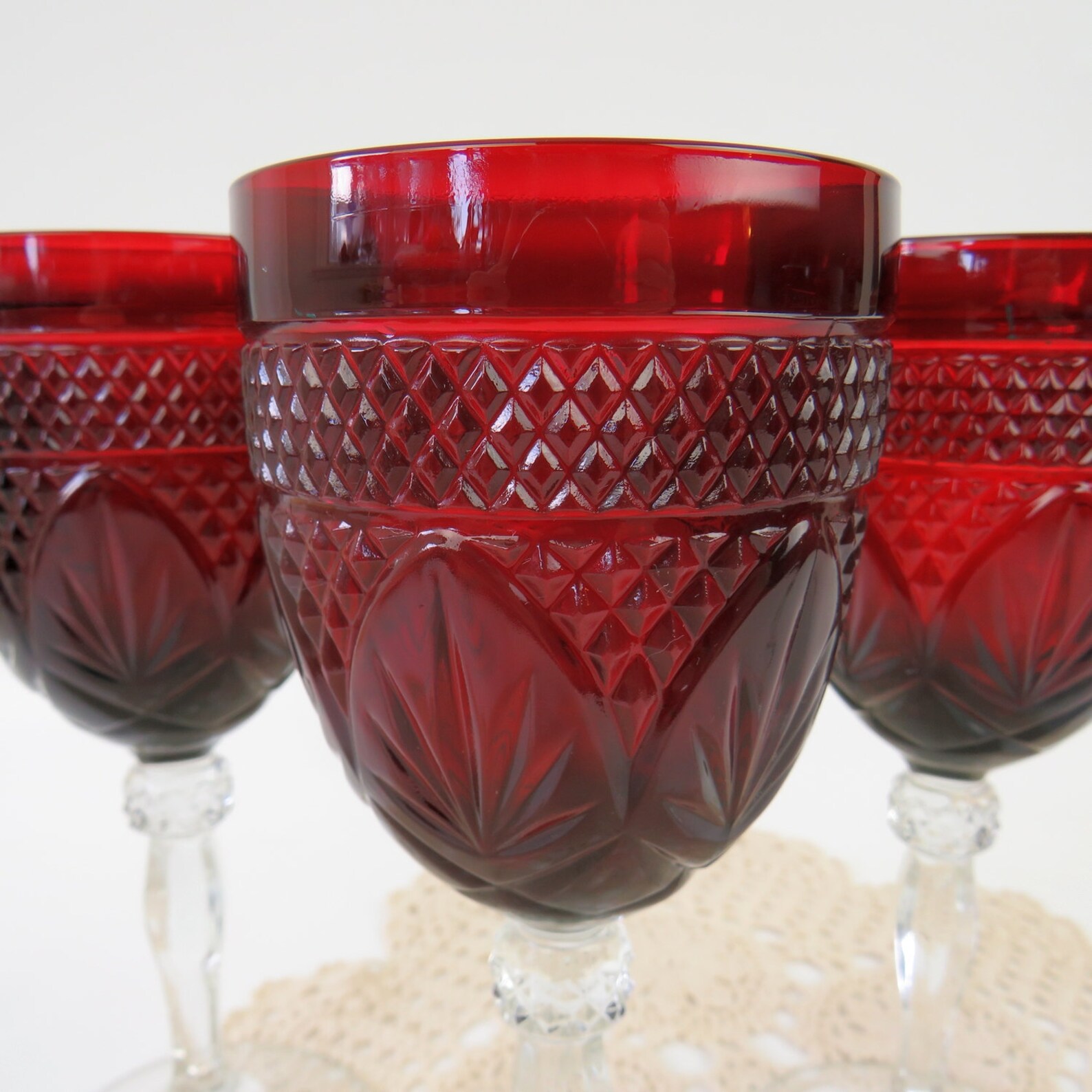 Antique Ruby Red Glassware Cristal D'Arques Durand Clear Etsy