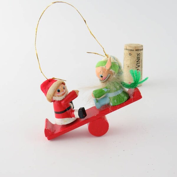 Vintage Kurt S Adler Ornament: Weihnachtsmann & Elfen See Säge