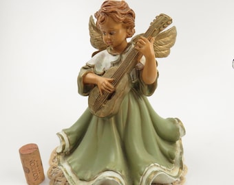 MCM 1960's 8" Angel Playing Guitar #397 by Euromarchi Italian Depose Resin Figurine