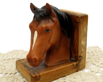 Vintage Lefton Ceramic Horse Head Bookend  Original Label H4837 Japan