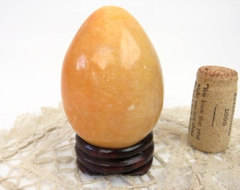 Mid Century Alabaster Italian Stone Dyed Amber Yellow Marble Egg