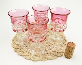 Vintage Kings Crown Pink Flash Wine Glasses - Disneyland Haunted Mansion Style - Set of 4
