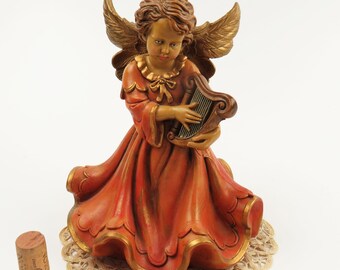 Vintage Italian Angel Figurine: MCM Euromarchi Depose Resin, Gold Wings