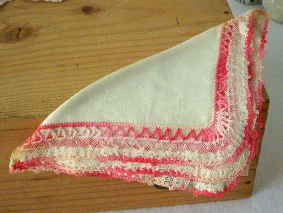 Vintage Linen Hanky, Ladies White Cotton Hankie, … - image 2