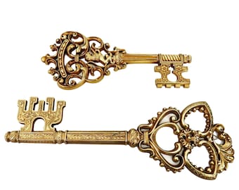 Syroco Gold Skeleton Key Wall Decor: Mid-Century Hollywood Regency Set