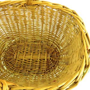 Vintage French Wicker Gathering Basket: Large Bent Twig Farmhouse Decor image 9