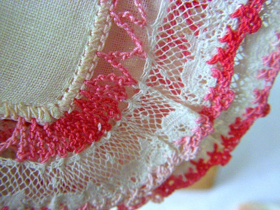 Vintage Crochet Lace Handkerchief, Ladies White C… - image 4