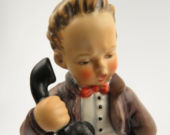 Vintage 1950's Goebel Hummel Hello Boy Talking on Phone Signed W Germany