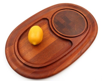 Vintage Dansk Teak Cheese Board: Mid Century Modern Serving Tray