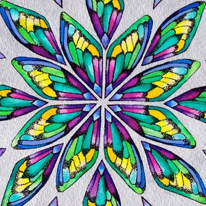 Colorful Cicada Wing Art Print, Cicada Wing Mandala, Cicada Art, Insect Art, Trippy Art Print, Entomology Art, Colorful Art