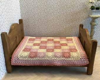 ドールハウス用かぎ針編みシルク製グラニーブランケット