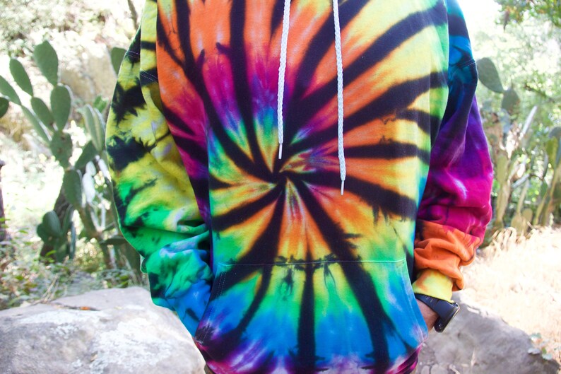 Rainbow Spiral Black Tie Dye Hoodie Sweatshirts Pullover Etsy