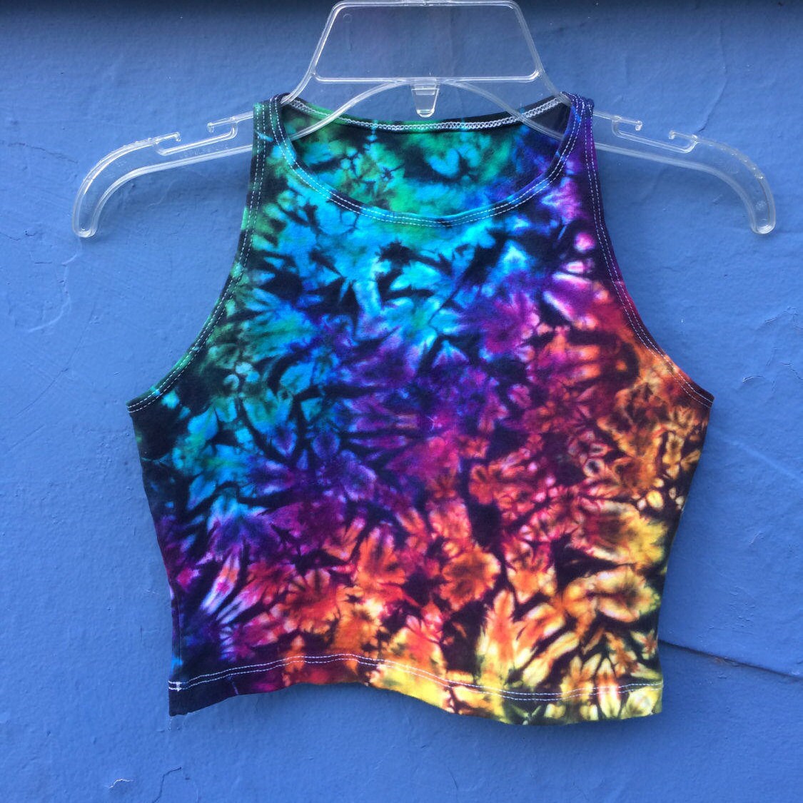 Rainbow Galaxy Black Tie Dye Crop Top Hippie Dance Yoga | Etsy