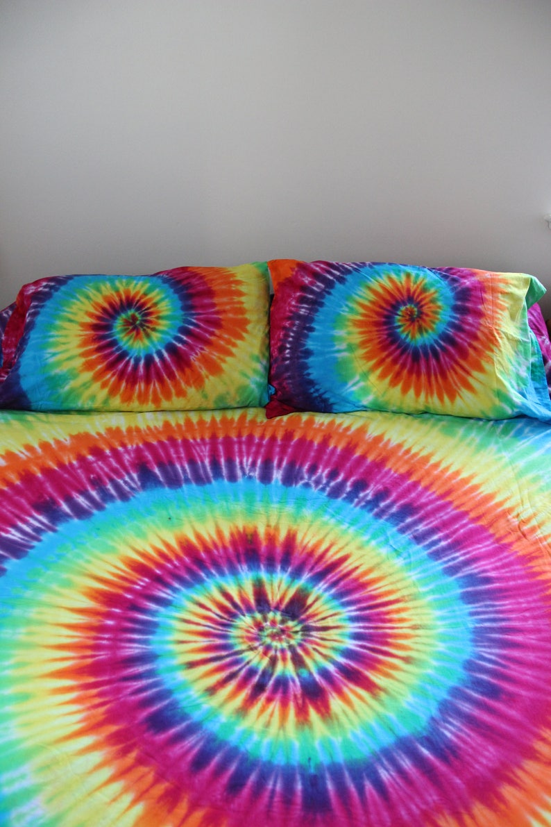 Tie Dye Sheet Set 100 Cotton Rainbow Spiral Etsy