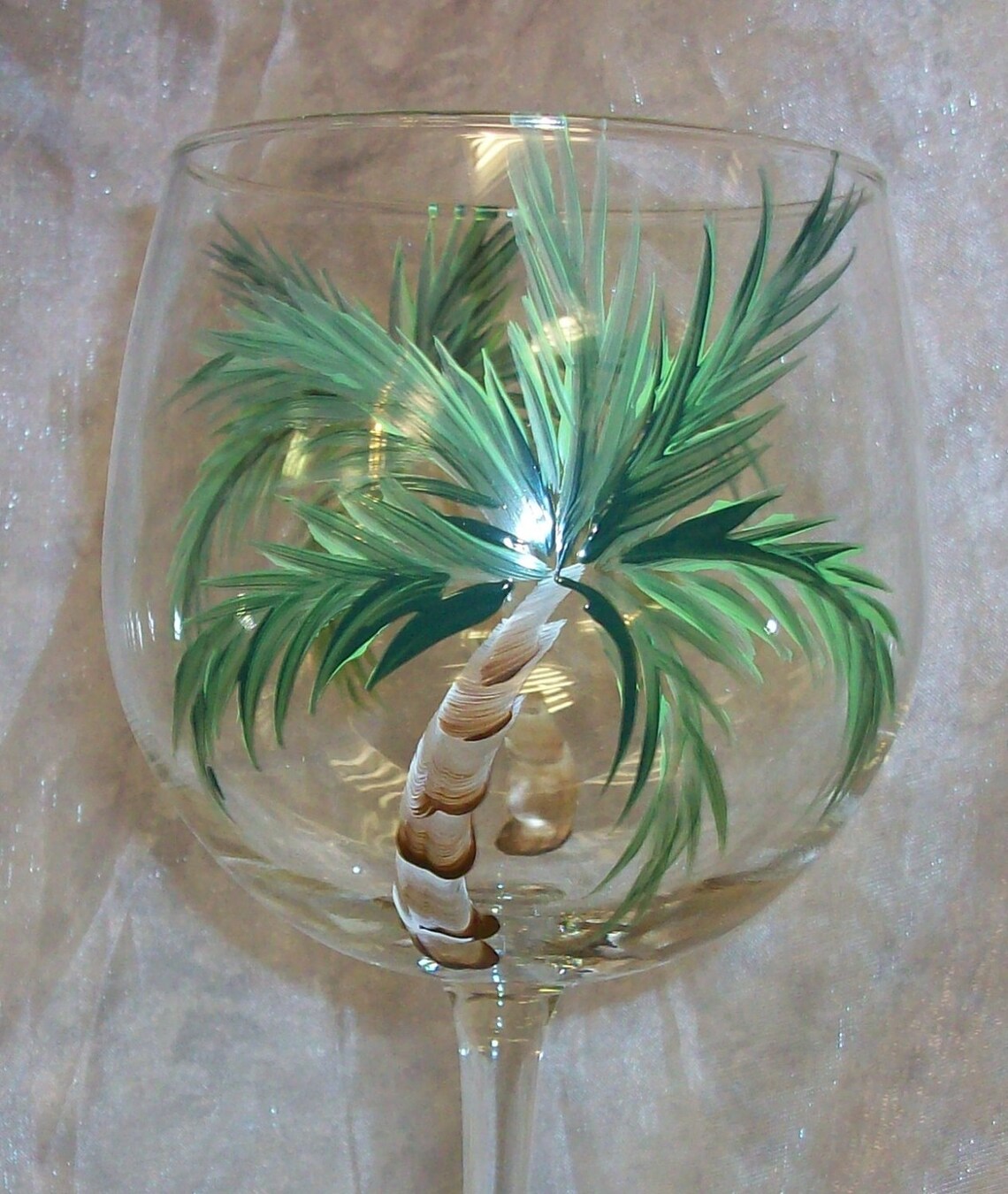 Hand Painted Palm Tree Wine Glass Etsy
