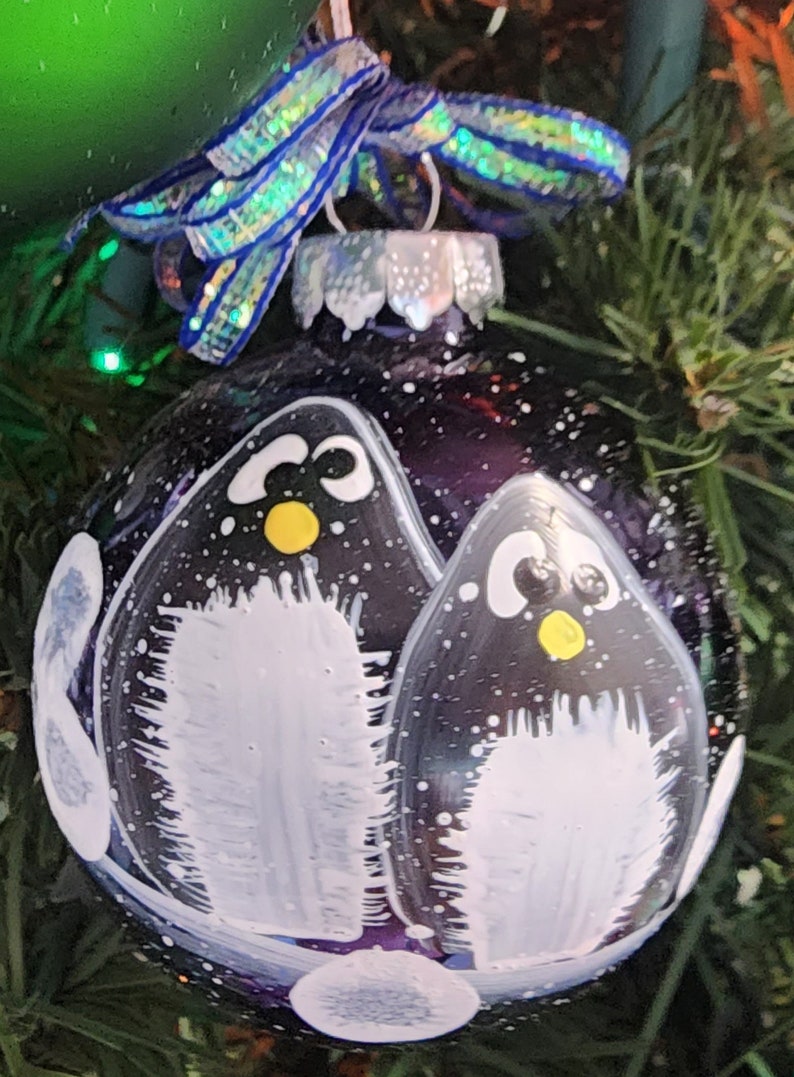 Single, hand painted Penguin ornament image 8