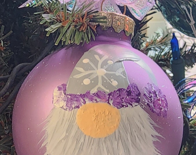 Single,  hand painted Gnome ornament