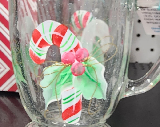 NEW Hand painted Candy cane Mug