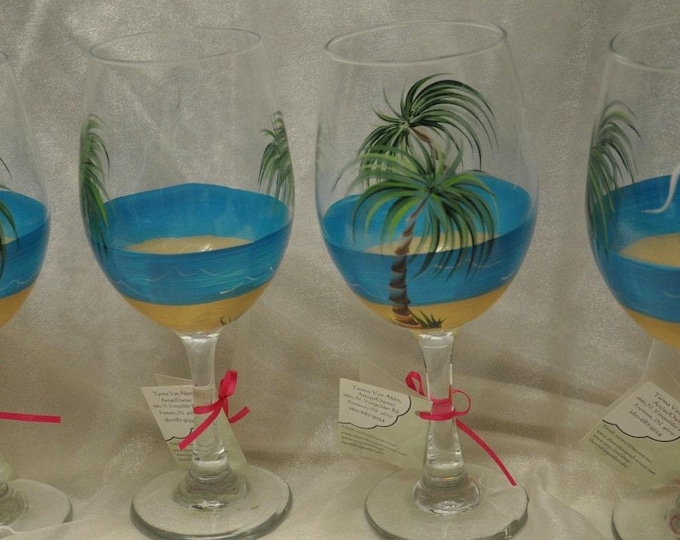 Tropical Palm Beach wine glass