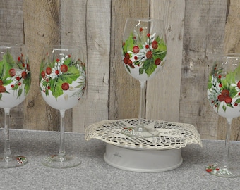 White winter berries, set of 4