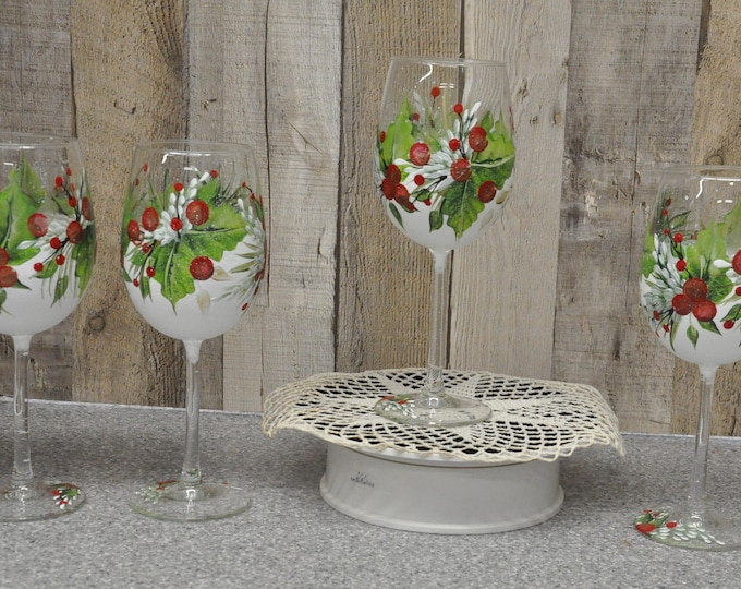 White winter berries, set of 4