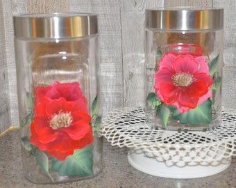 2 pc. Hand painted Canisters, choice