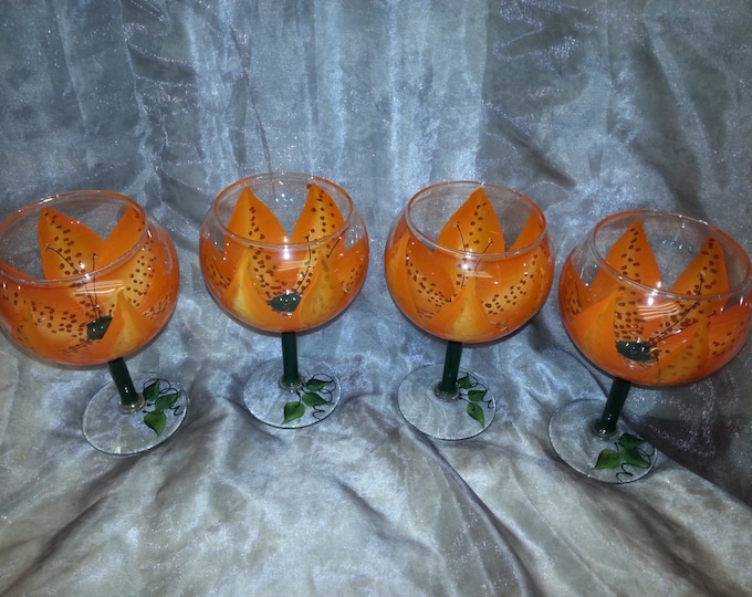 3-Dimension, Tiger Lily Wine glass