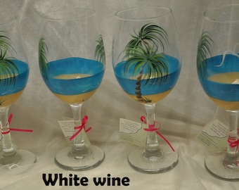 Tropical Palm Beach wine glass