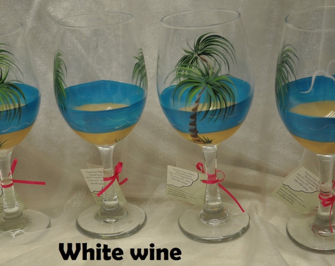 Tropical Palm Beach wine glass